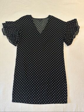 Banana Republic Black and White Polka Dot Mini/Midi Dress